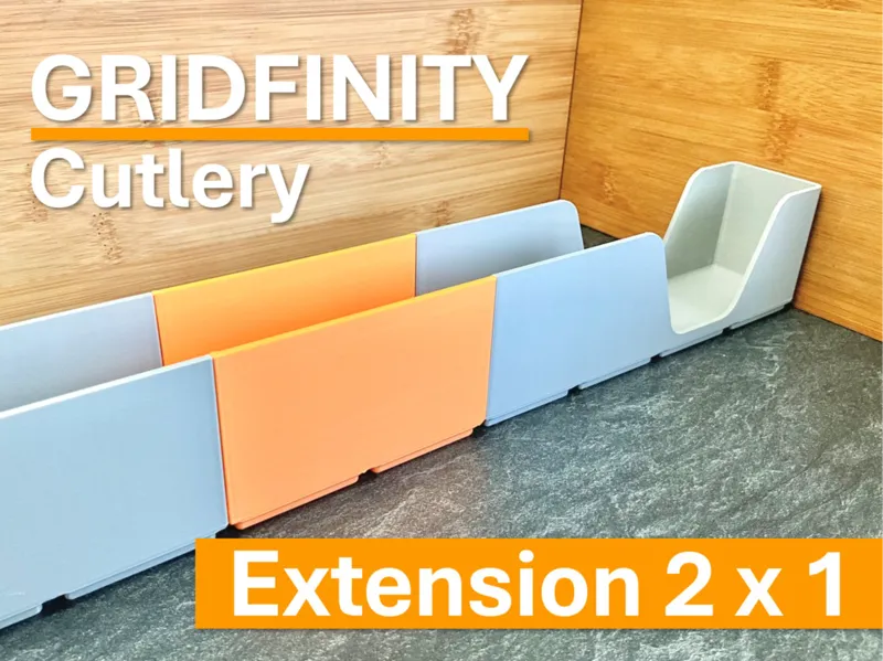 2x1 Erweiterung für Gridfinity Besteck Organizer