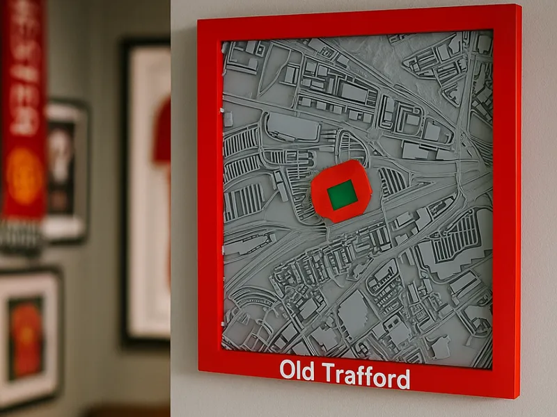 3D Map of Manchester featuring Old Trafford