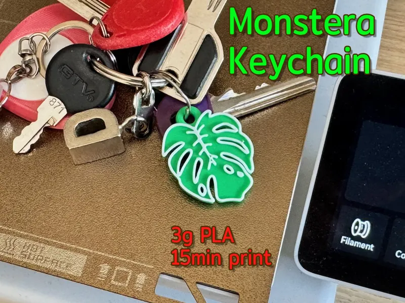 Monstera Keychain