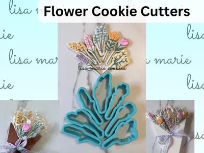 Flower and Stem Cookie Cutters - 4 inch cutter set