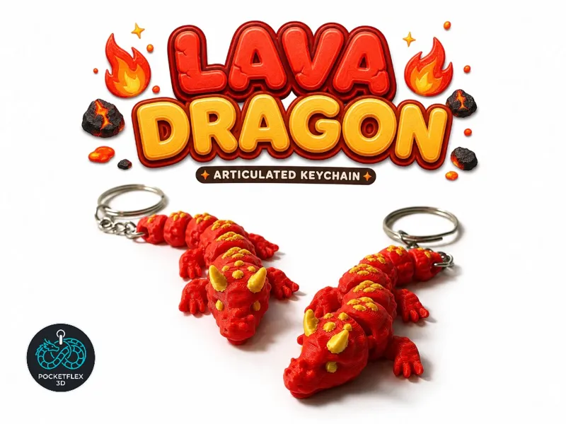 Flexi Lava Dragon - Keychain / Toy