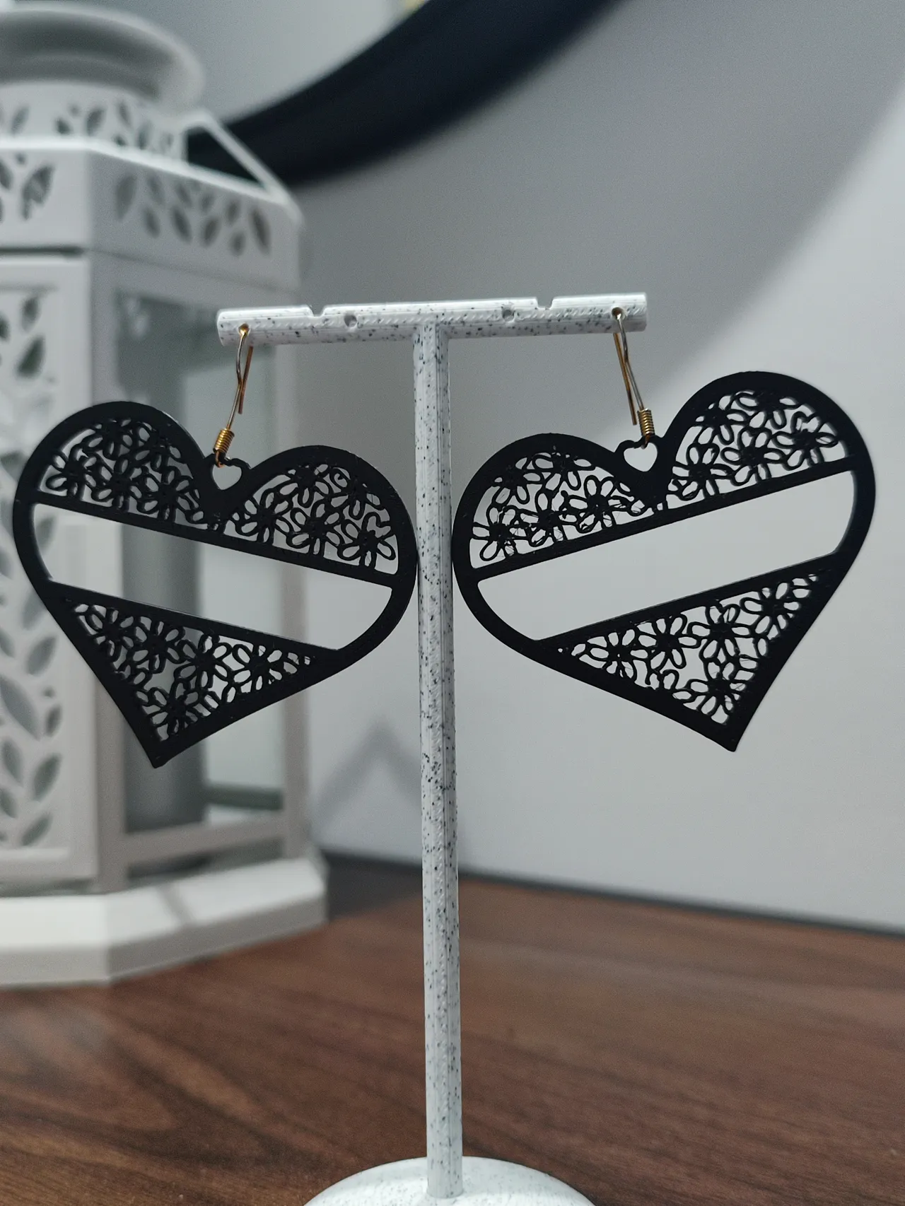 Aretes Corazón de Ébano Florido view 3