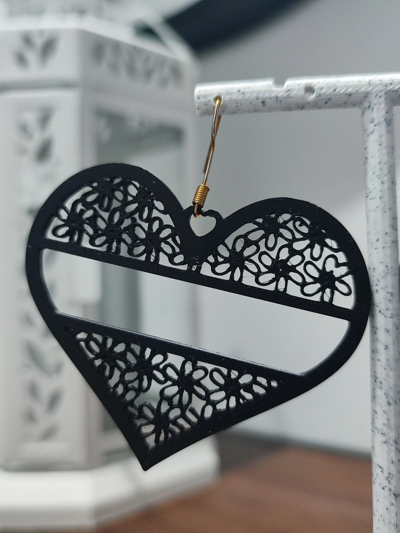 Aretes Corazón de Ébano Florido view 4
