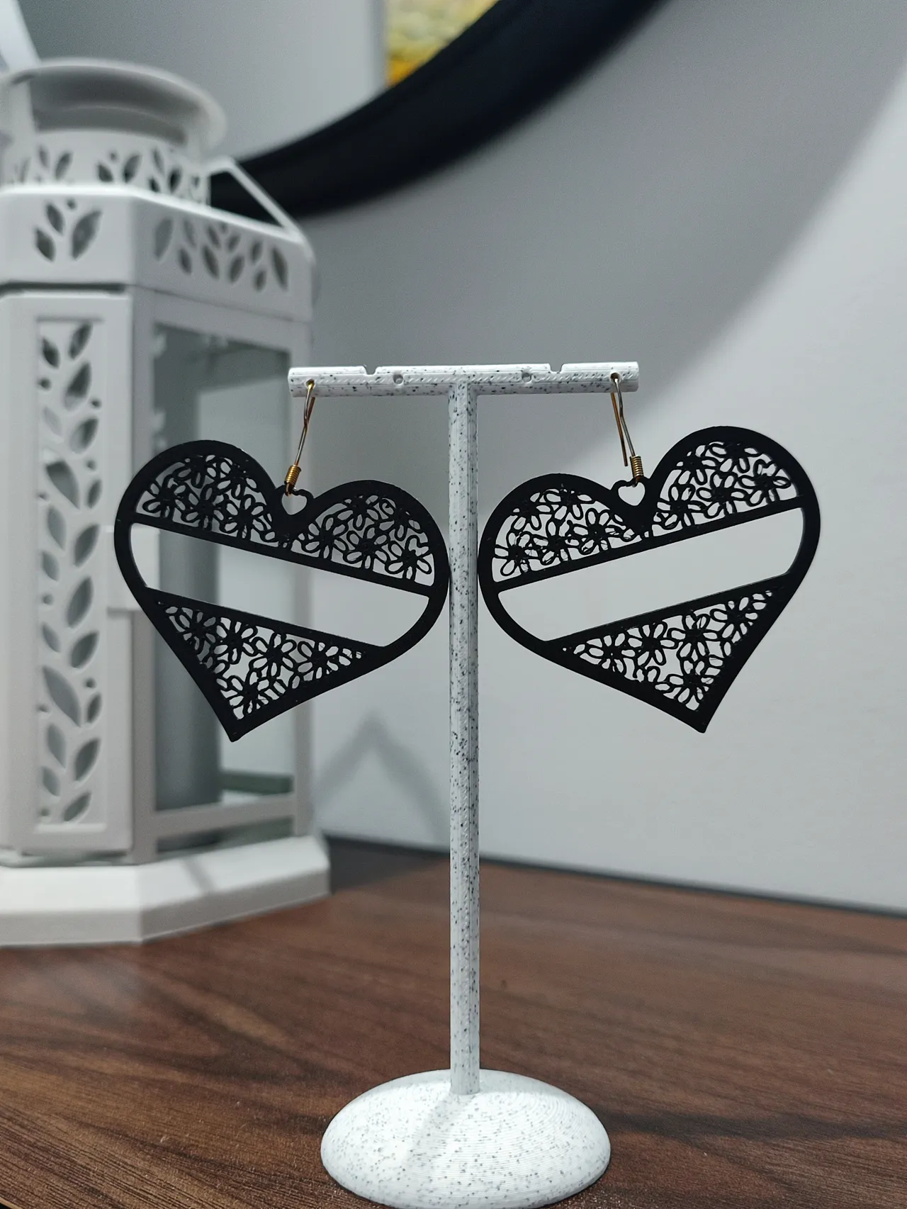 Aretes Corazón de Ébano Florido view 2