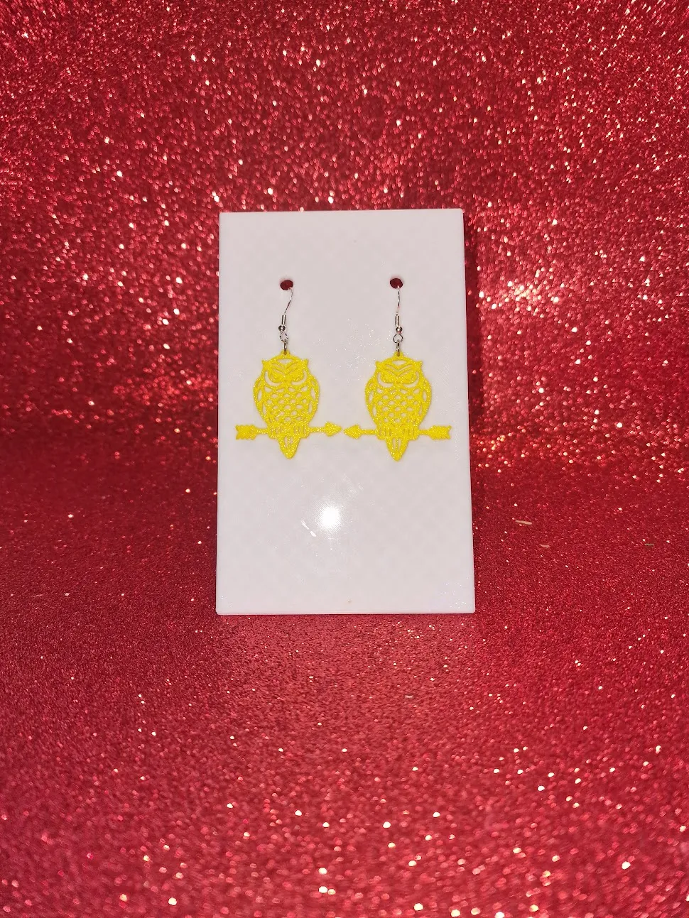 Owl on arrow earrings view 2