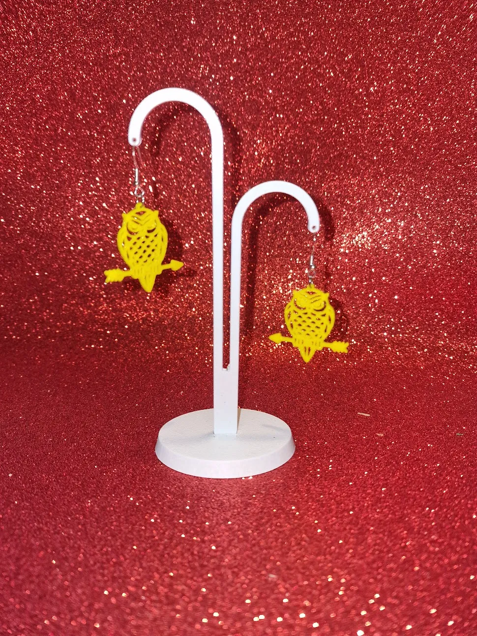 Owl on arrow earrings view 3