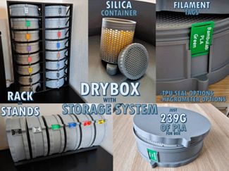 Filament spool storage box + silica & filament tag