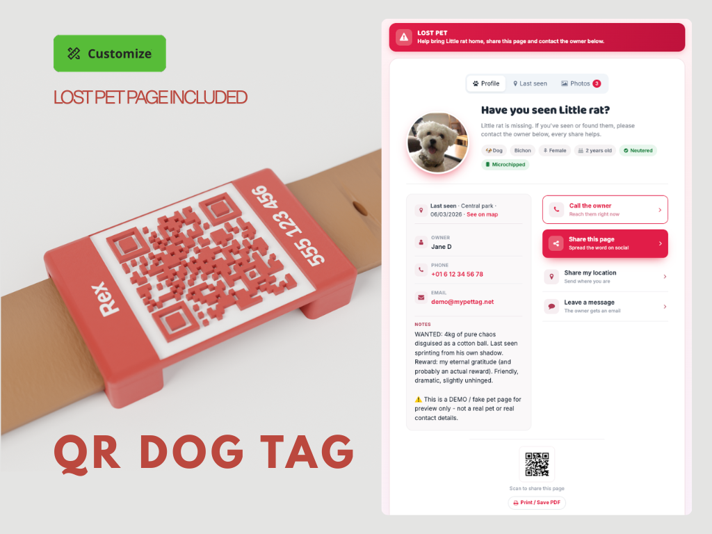 Dog tag - Custom QR Pet Tag