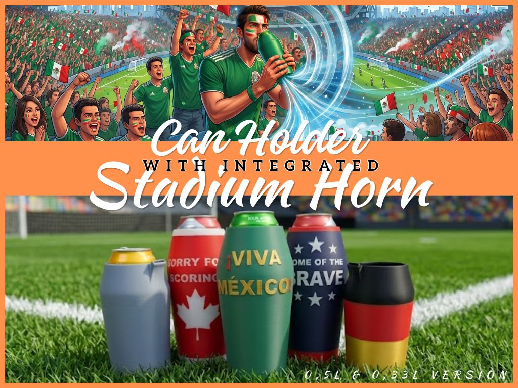Can Holder with built-in Stadium Horn / Noisemaker