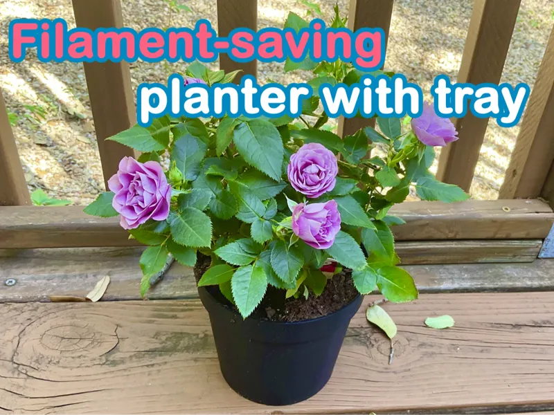 Filament-saving planter with tray