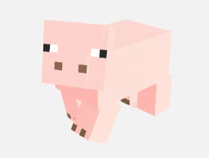 Voxel Style Blocky Pig (Minecraft Inspired)