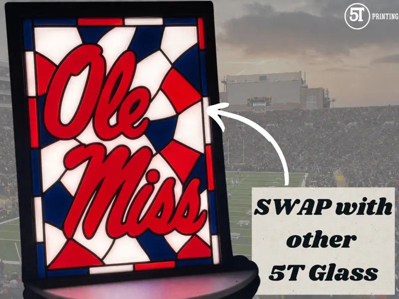 Ole Miss Rebels light (swappable glass)