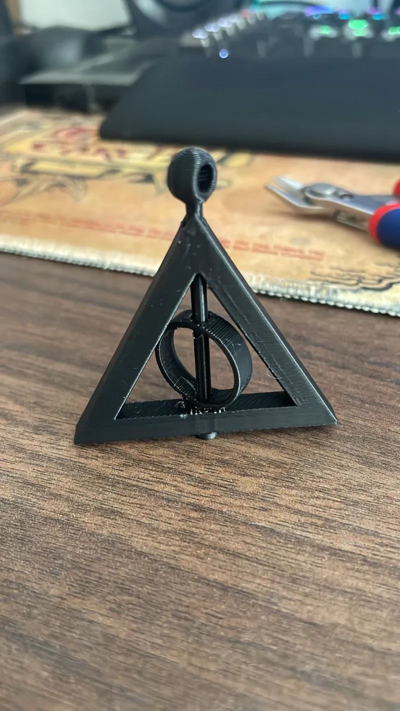 Rotatable deathly hallows keychain