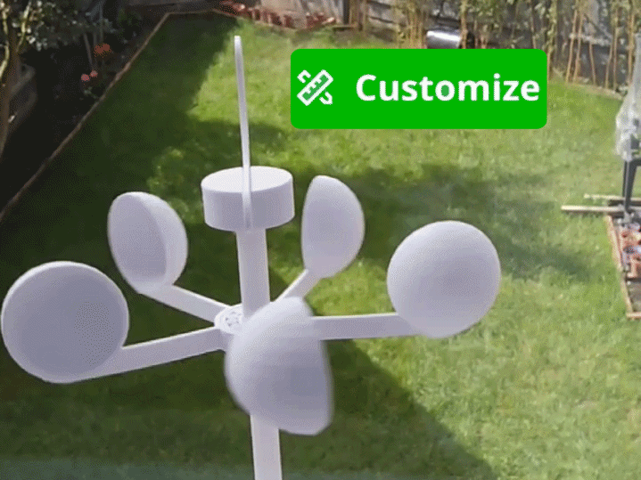 Parametric anemometer style wind spinner