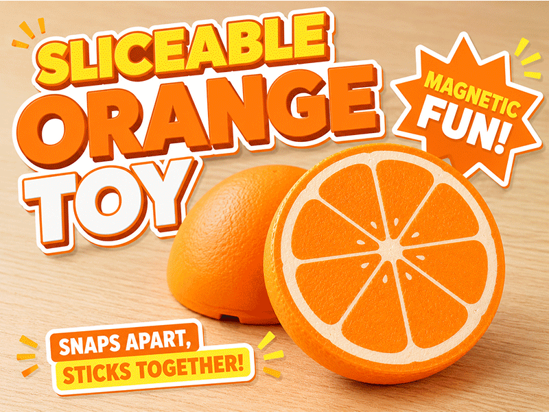 Sliceable magnetic orange toy