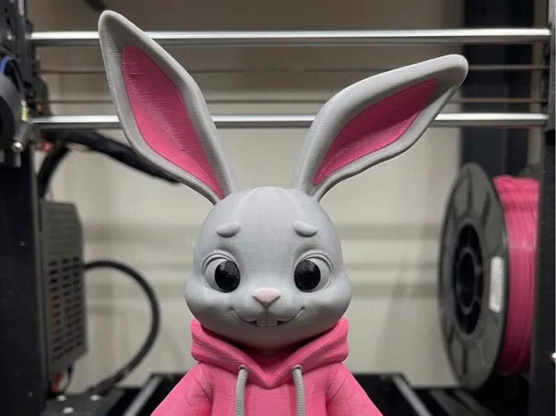 Chill Bunny in Pink Hoodie Stylized Desktop Mascot