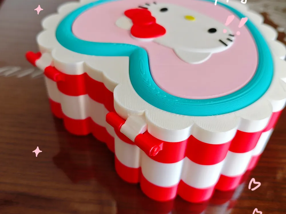 Adorable Hello Kitty Cake Storage Box, Kitty Heart-Shaped Cake Flip-Lid ...
