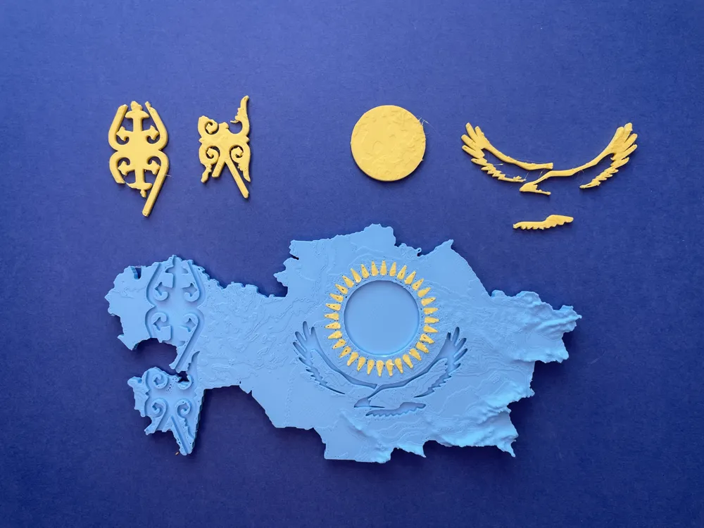 Topiography Kazakhstan topography flag model Qazaqstan - Free 3D Print Model ...