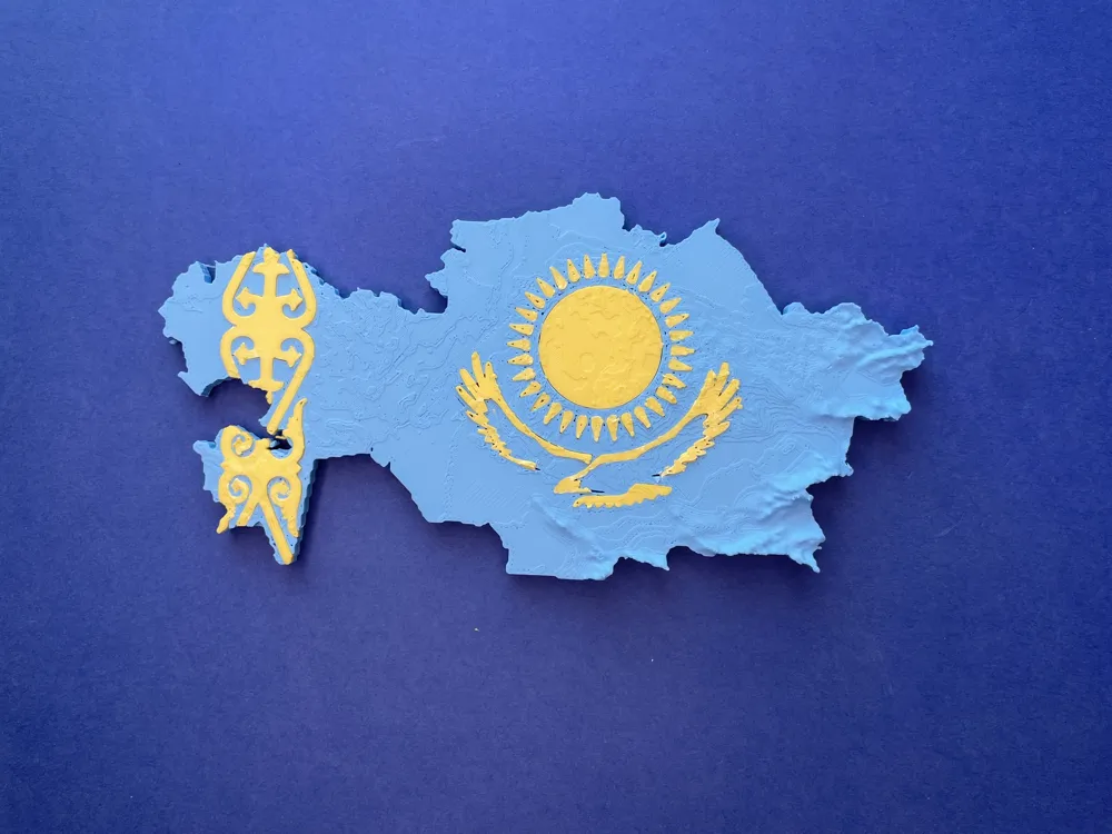 Topiography Kazakhstan topography flag model Qazaqstan - Free 3D Print Model ...