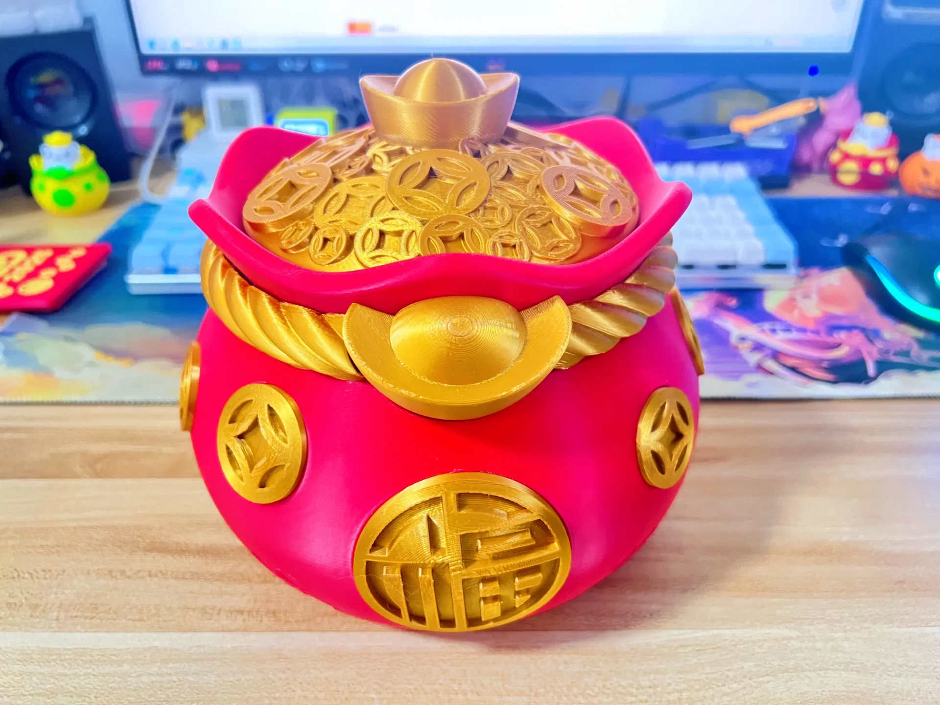 Miniatura 2 do modelo 3D 2026马年招财糖果罐子-零食罐子/干果罐子