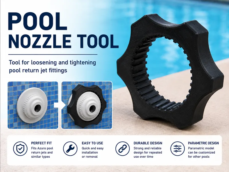 Pool return jet nozzle tool (wrench) - parametric