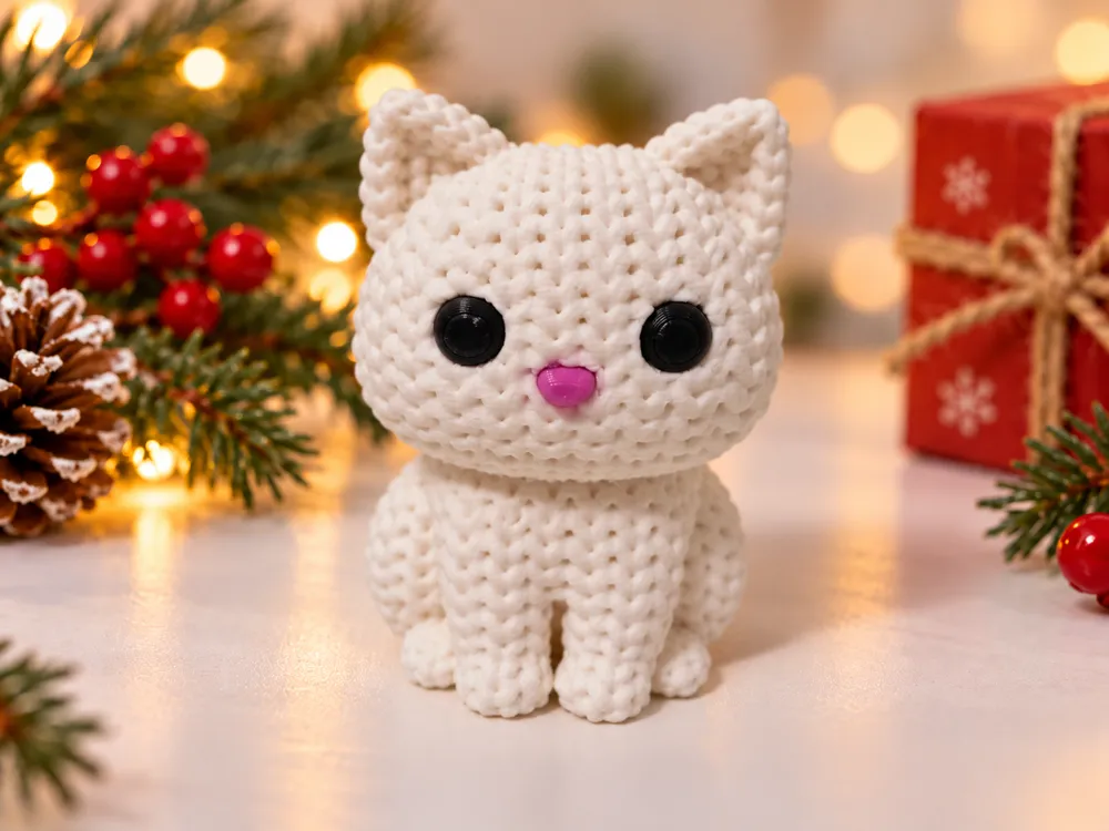 Knitted Sweet Cat - no AMS, no Glue - Free 3D Print Model - MakerWorld