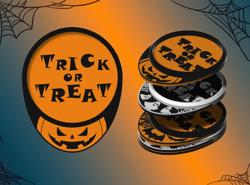 S.C. - Stackable Coasters - Halloween Edition - Pumpkin Creepy