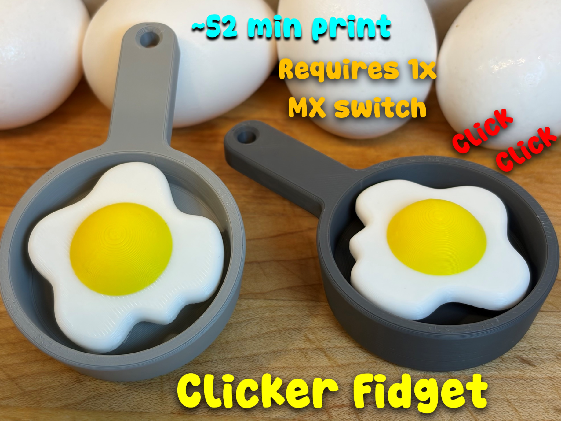 Frying Pan and Egg Clicker Fidget Toy (~52 mins)