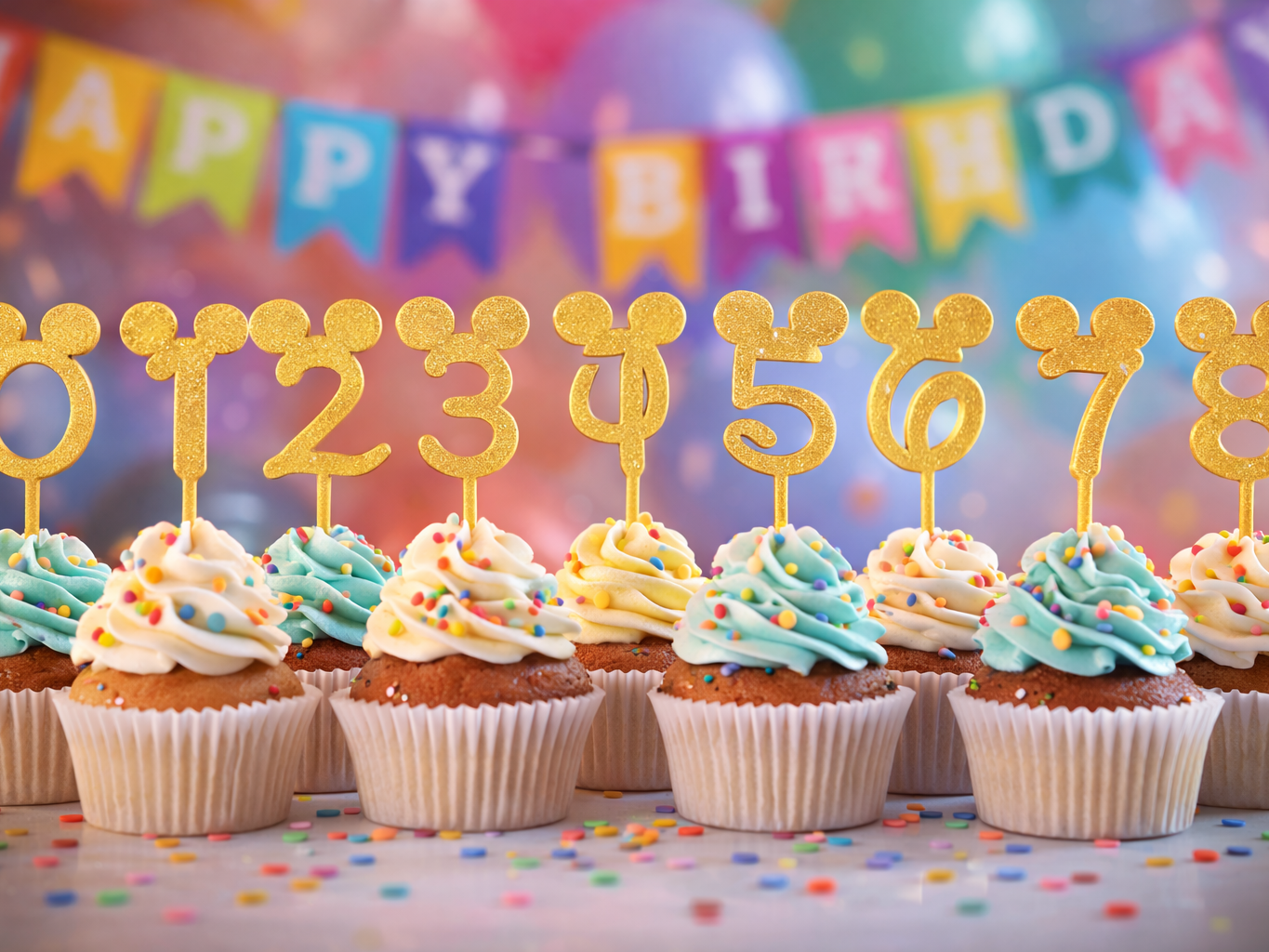numbers 0-9 disney style topper cake