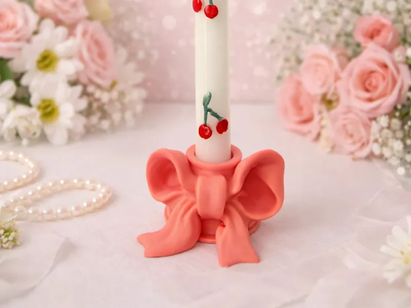 Ribbon Bow Taper Candle Holder