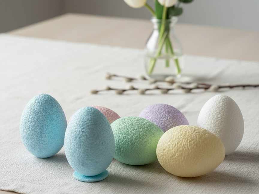 Pastell-Fuzzy-Eier – Vielseitige Osterdeko 