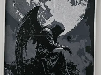 Angel and moon