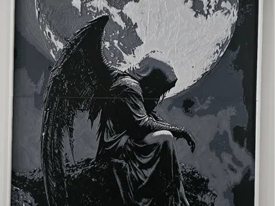 Angel and moon