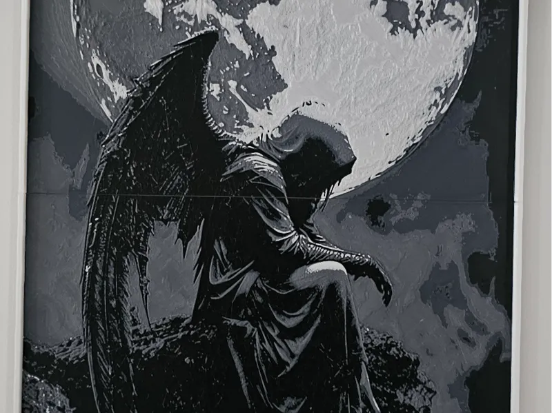 Angel and moon