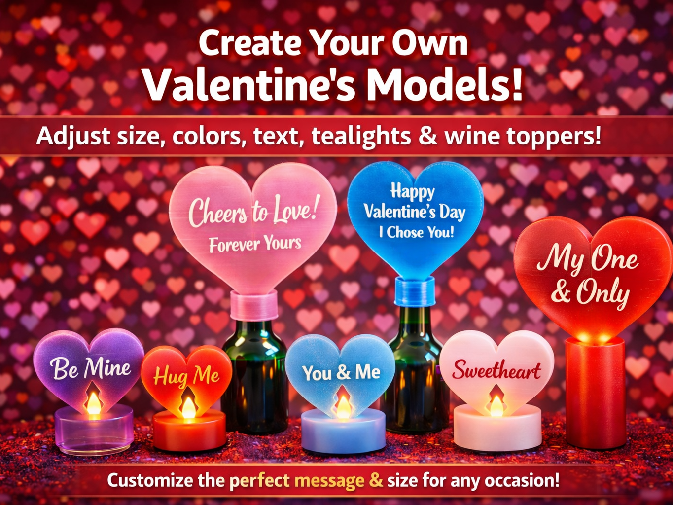 Valentine Heart – Tealight / Wine Bottle / Topper