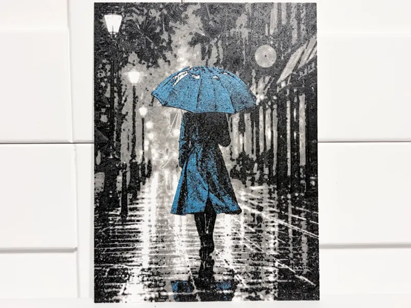 Blue Umbrella | Color Pop Rainy City Wall Art