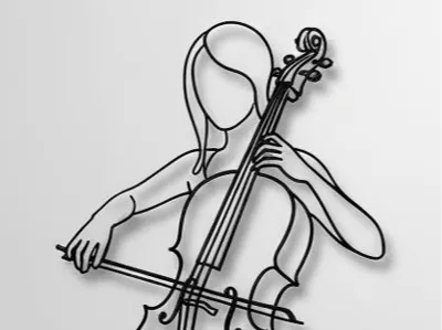 Minimalist Line Art: Cellist