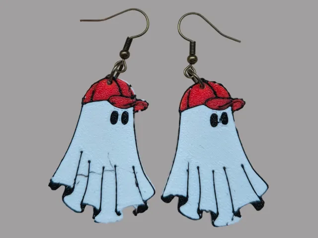 Multicolor Ghost Hat Halloween Earrings