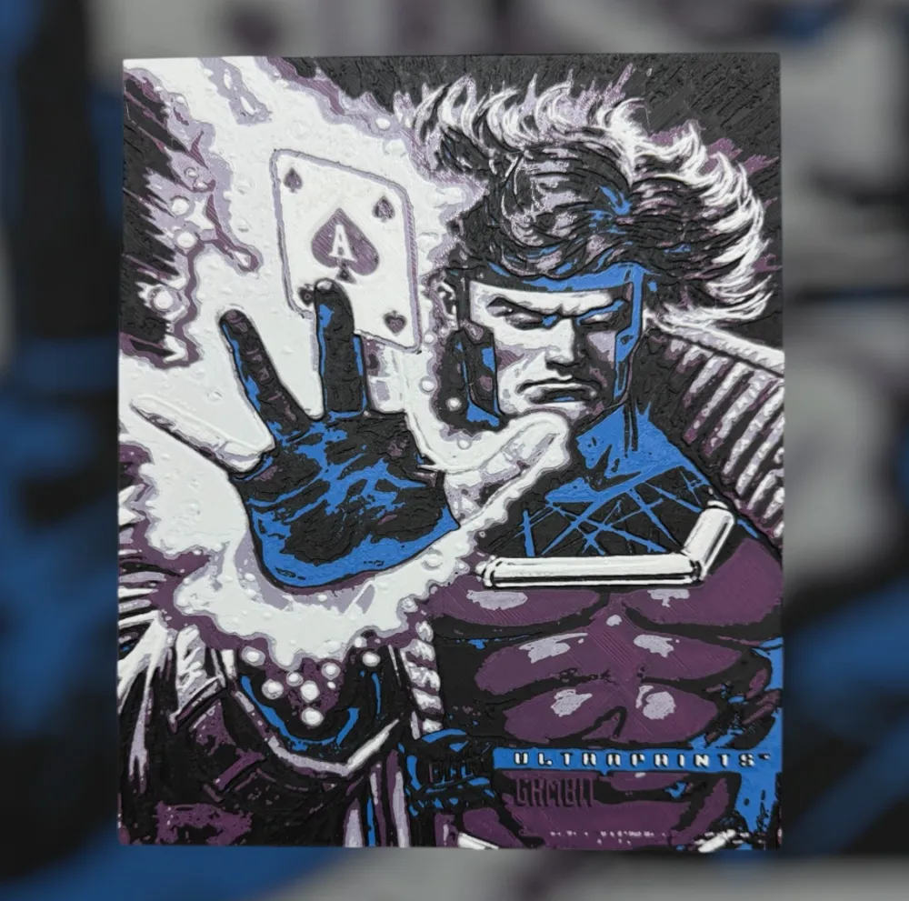 GAMBIT XMEN FLEER ULTRA CARD 3D PRINTED WALL DECOR by JJ_3D - MakerWorld