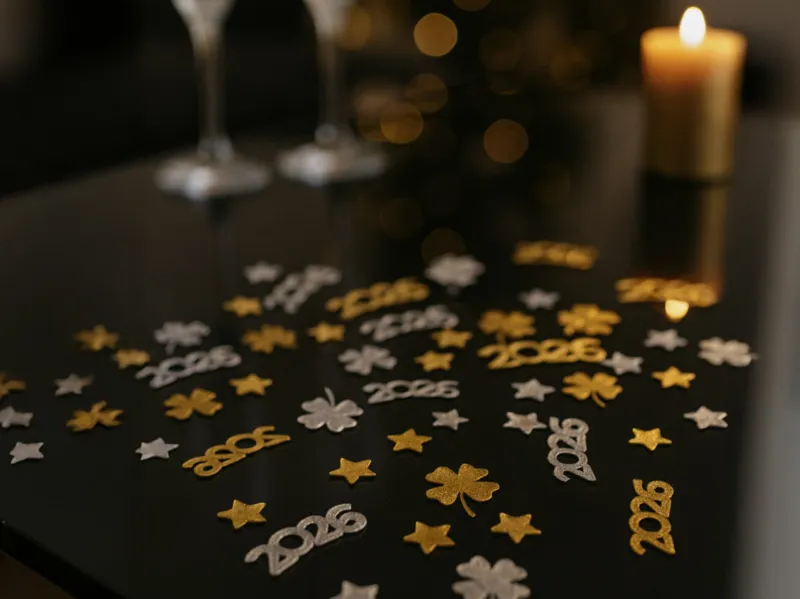 2026 Silvester Streudekoration Kleeblatt Sterne