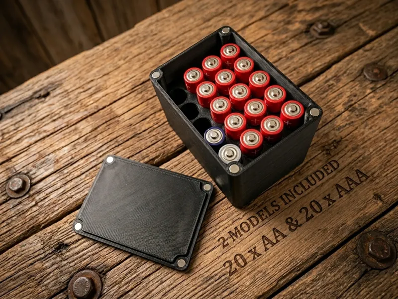 Magnetic Battery Storage Box (20x AA / 20x AAA)