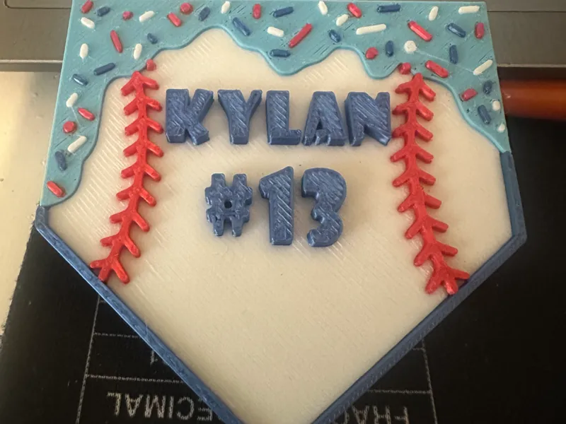 Home plate baseball drip keychain