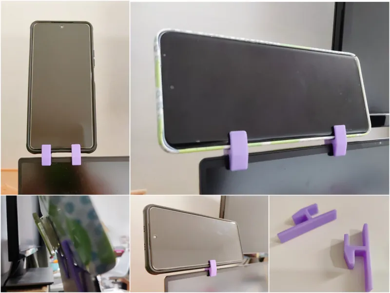 Simple laptop phone holder
