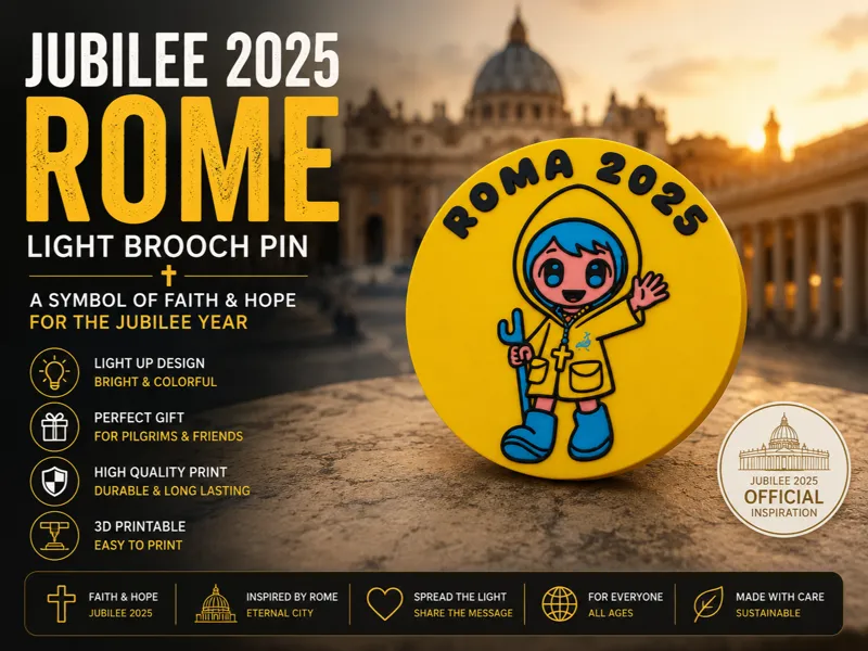 Jubilee 2025 Rome Light Brooch | Pin Gift