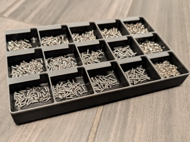 Gridfinity 15-Compartment Hardware/Screw Organizer