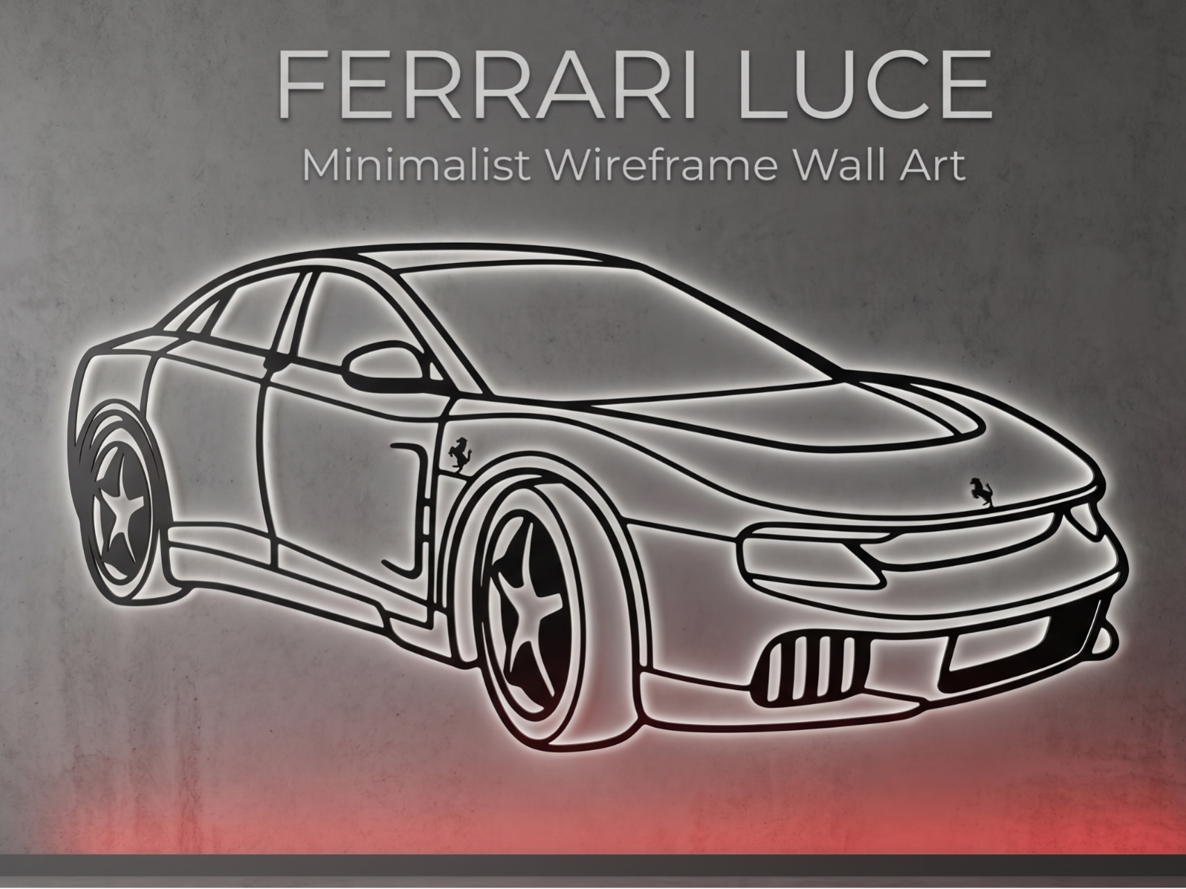 Ferrari Luce - Minimalist Wireframe Wall Art