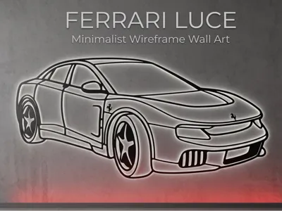 Ferrari Luce - Minimalist Wireframe Wall Art