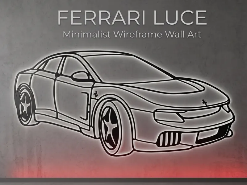 Ferrari Luce - Minimalist Wireframe Wall Art