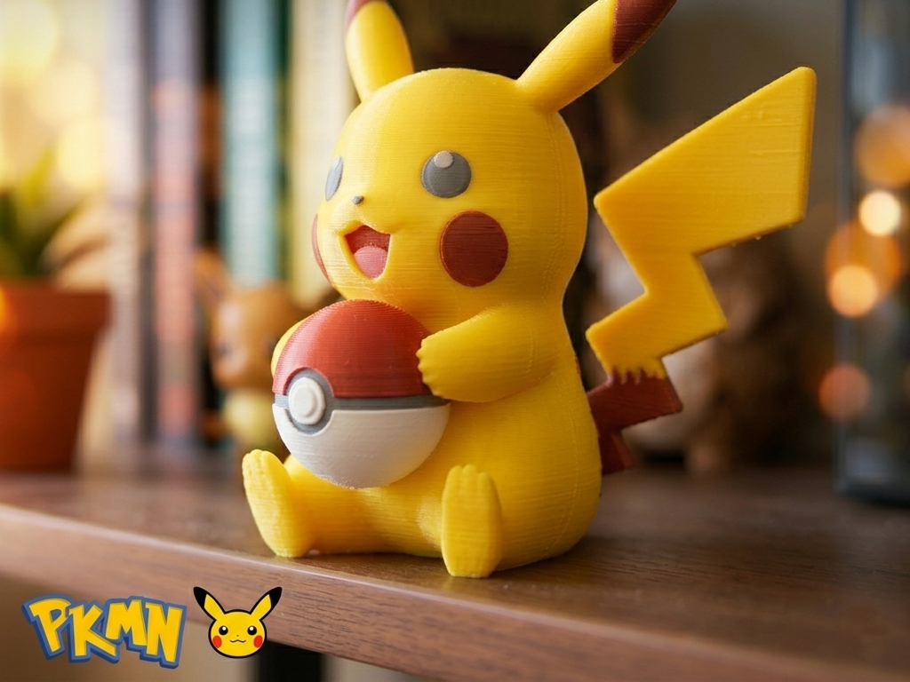 Pikachu con Pokéball – lista para imprimir