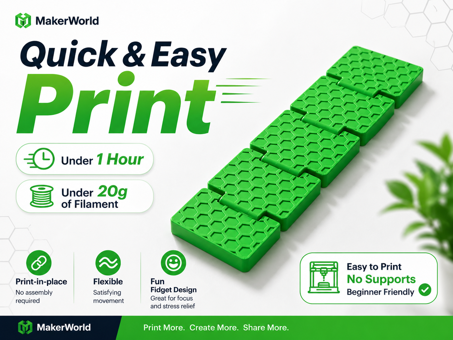 HoneyFlip Fidget Strip | Print-in-Place Desk Toy 